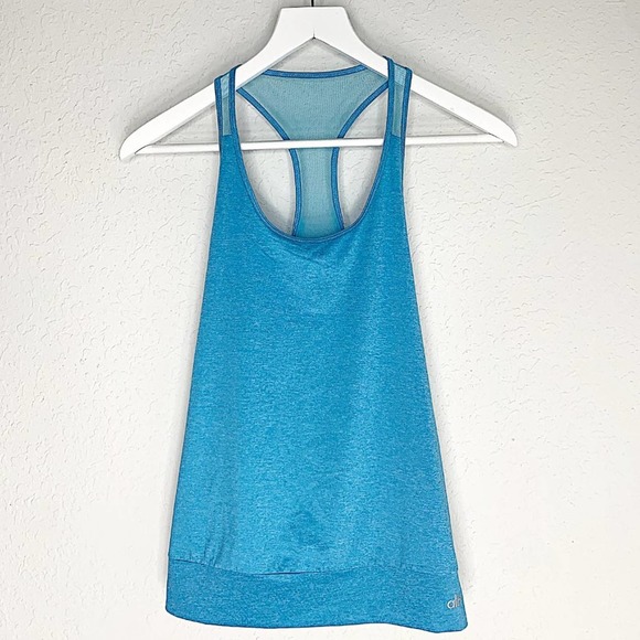 ALO Yoga Vitalize Mesh Drape-Back Tank in Heather Seaport Blue - Picture 2 of 4